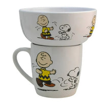 Cargar imagen en el visor de la galería, Snoopy Set Desayuno Taza & Tazon Individual, Vajilla Porcelana 2 Piezas, Peanuts con Caja de Regalo