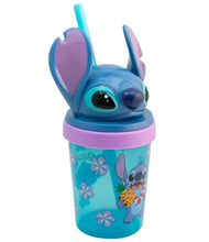 Cargar imagen en el visor de la galería, Stitch Vaso De Plástico con Tapa Figura 3D Y Popote Disney Capacidad 384ml