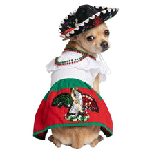 Cargar imagen en el visor de la galería, Disfraz Vestido China Poblana Mexicano Para Mascota Perro Fiestas Patrias Gato Sombrero