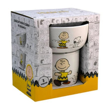 Cargar imagen en el visor de la galería, Snoopy Set Desayuno Taza & Tazon Individual, Vajilla Porcelana 2 Piezas, Peanuts con Caja de Regalo