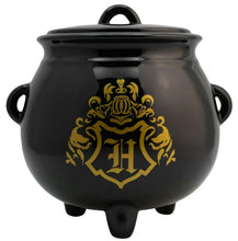 Cargar imagen en el visor de la galería, Galletero Harry Potter de Cerámica Escudo Hogwrts, Caldero Mágico en 3D con Tapa Hermética y Caja de Regalo