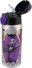 Cargar imagen en el visor de la galería, Jack Skellington Botella de aluminio Extraño Mundo Jack, Termo para Bebidas Frescas. Tapa con Apertura Push Up y Popote