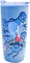 Cargar imagen en el visor de la galería, Stitch Termo para Café, Colección Disney Clásicos, Diseño Stitch, Vaso para Escritorio de Acero Inoxidable de Doble Pared con Tapa Deslizable y Transparente, Color Azul, Capacidad 450 ml