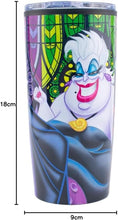 Cargar imagen en el visor de la galería, Villanas Disney Vaso Reutilizable Doble Pared Disney Villanas, Maléfica, Úrsula y Reina Malvada, Termo para Bebidas Calientes con Tapa Transparente Deslizable, Capacidad 450 mililitros