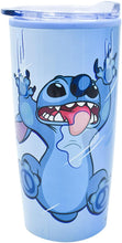 Cargar imagen en el visor de la galería, Stitch Termo para Café, Colección Disney Clásicos, Diseño Stitch, Vaso para Escritorio de Acero Inoxidable de Doble Pared con Tapa Deslizable y Transparente, Color Azul, Capacidad 450 ml