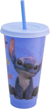 Cargar imagen en el visor de la galería, Stitch Vaso de plastico con tapa y popote, vaso para niños escolar, vaso para agua, jugos, sodas.