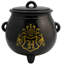 Cargar imagen en el visor de la galería, Galletero Harry Potter de Cerámica Escudo Hogwrts, Caldero Mágico en 3D con Tapa Hermética y Caja de Regalo