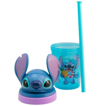Cargar imagen en el visor de la galería, Stitch Vaso De Plástico con Tapa Figura 3D Y Popote Disney Capacidad 384ml