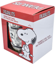 Cargar imagen en el visor de la galería, Snoopy Taza para Café de Porcelana con Tapa Protectora Peanuts Tarro para Bebidas Calientes 354 mililitros con Caja de Regalo