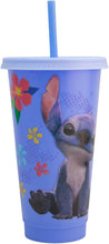 Cargar imagen en el visor de la galería, Stitch Vaso de plastico con tapa y popote, vaso para niños escolar, vaso para agua, jugos, sodas.
