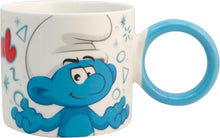 Cargar imagen en el visor de la galería, Los PItufos Set de 2 Tazas de Porcelana Apilables 330 ml – Tarros con Asa Azul Smurfs