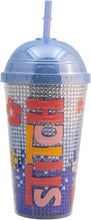 Cargar imagen en el visor de la galería, Stitch Vaso doble pared con tapa metalica y popote con diamantes Stitch pelicula de 500ml, vaso para beber agua, jugo, soda