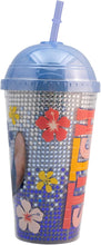 Cargar imagen en el visor de la galería, Stitch Vaso doble pared con tapa metalica y popote con diamantes Stitch pelicula de 500ml, vaso para beber agua, jugo, soda