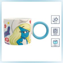 Cargar imagen en el visor de la galería, Los PItufos Set de 2 Tazas de Porcelana Apilables 330 ml – Tarros con Asa Azul Smurfs