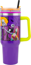 Cargar imagen en el visor de la galería, Jack Skellington Termo El Extraño Mundo de Jack Grande Acero Inoxidable Vaso Térmico con Tapa y Popote de Plástico para Bebidas Frías y Calientes The Nightmare before christmas Capacidad 1.2 Litros