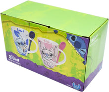 Cargar imagen en el visor de la galería, Stitch Juego de 2 Tazas de Pareja con cucharas Disney Lilo & Stitch Tarros de Ceramica capacidad 310 ml Novios Dia de San Valentin Dia del Amor