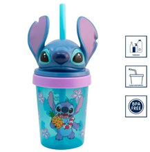 Cargar imagen en el visor de la galería, Stitch Vaso De Plástico con Tapa Figura 3D Y Popote Disney Capacidad 384ml