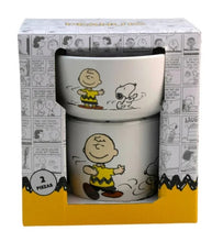 Cargar imagen en el visor de la galería, Snoopy Set Desayuno Taza & Tazon Individual, Vajilla Porcelana 2 Piezas, Peanuts con Caja de Regalo
