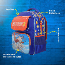 Cargar imagen en el visor de la galería, Mochila Superman Krypto Escolar Primaria Lenticular