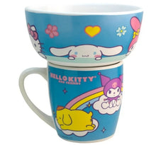 Cargar imagen en el visor de la galería, Hello Kitty & Friends Set Desayuno Taza & Tazon Individual, Porcelana 2 Piezas, My melody, Kuromi, Cinamon Roll