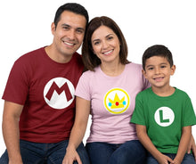 Cargar imagen en el visor de la galería, Set 3 Mario Luigi Princesa Peach Gamer Playeras Familia Evento Fiesta Juego Papá Mamá Infantil Cosplay