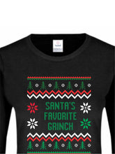 Cargar imagen en el visor de la galería, Playera Santa´s Favorite Grinch estilo Ugly Sweater Navidad Familia Fiesta Evento Reunion Corte Dama/Caballero o Infantil