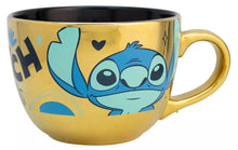 Cargar imagen en el visor de la galería, Tazon Stitch Metalizado Cerealero Ceramica Dorado Taza Jumbo Tarro 710 ml