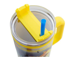 Cargar imagen en el visor de la galería, Bob Esponja Termo Alto Doble Pared Con Asa Y Popote Patricio Color Amarillo Capacidad 1. 2 L