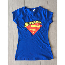 Cargar imagen en el visor de la galería, Pkt 2 Playeras Wonder Woman Supergirl Dc Comics Personalizad
