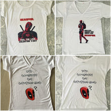 Cargar imagen en el visor de la galería, Playeras Deadpool Dama Mascara Varios Modelos Rojo / Negro