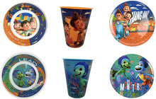 Cargar imagen en el visor de la galería, Luca Disney Pixar Vajilla con 12 piezas para 4 personas de Melamina, con plato, tazón y vaso de 450 ml