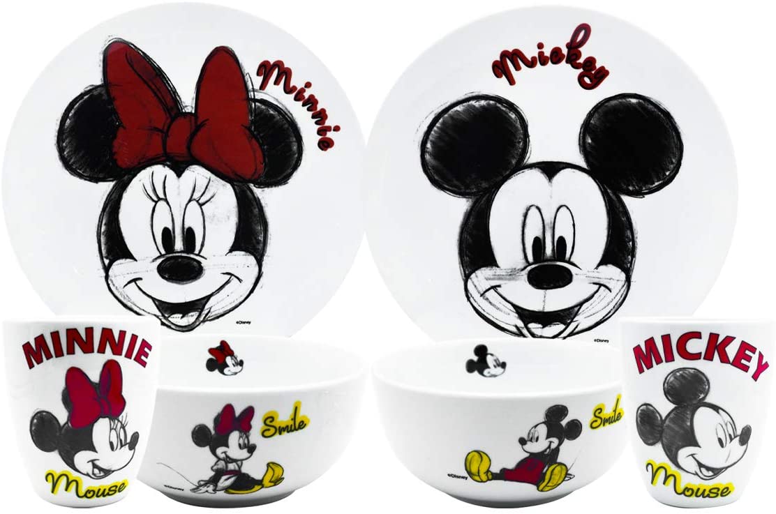 Vajilla Porcelana Disney Mickey & Minnie Mouse 12pz – Nessie`s Collections