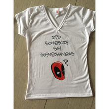 Cargar imagen en el visor de la galería, Playeras Deadpool Dama Mascara Varios Modelos Rojo / Negro