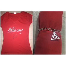 Cargar imagen en el visor de la galería, Pkt Playera & Collar Always Harry Potter Reliquias