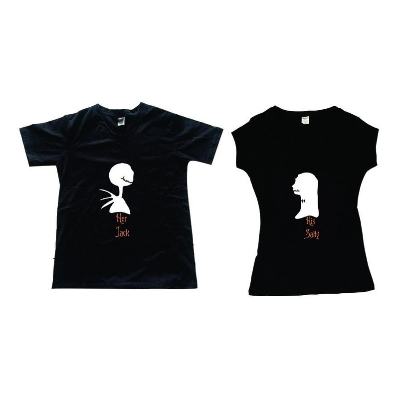 Pkt Playeras Jack Y Sally Negras Novios Pareja Enamorados