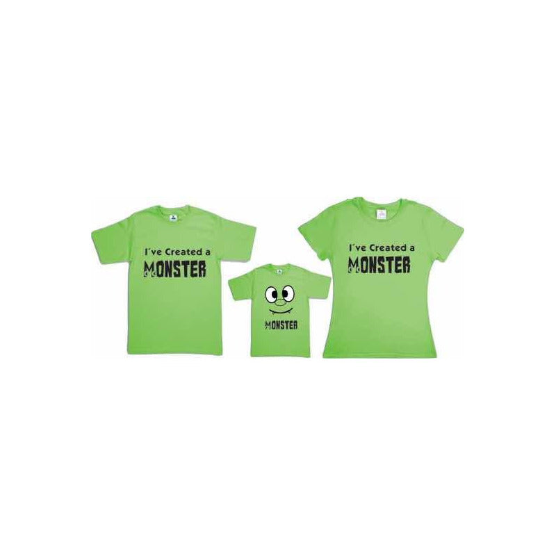 Pkt 3 Playeras Monster Papá Mama E Hijo