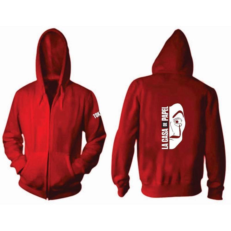 Sudadera La Casa De Papel Picaso Mod Mcr Cierre Rojo