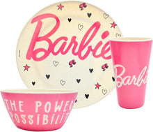 Cargar imagen en el visor de la galería, Vajilla Barbie de Bambu para 4 persona 12 piezas en total
