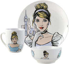Cargar imagen en el visor de la galería, Vajilla Princesas Disney 12 Piezas Porcelana Ariel, Bella, Cenicienta, Rapunzel