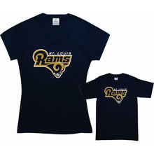 Cargar imagen en el visor de la galería, Pkt 2 Playeras Rams Tipo Nfl Mama E Hijo Los Angeles Mod 2