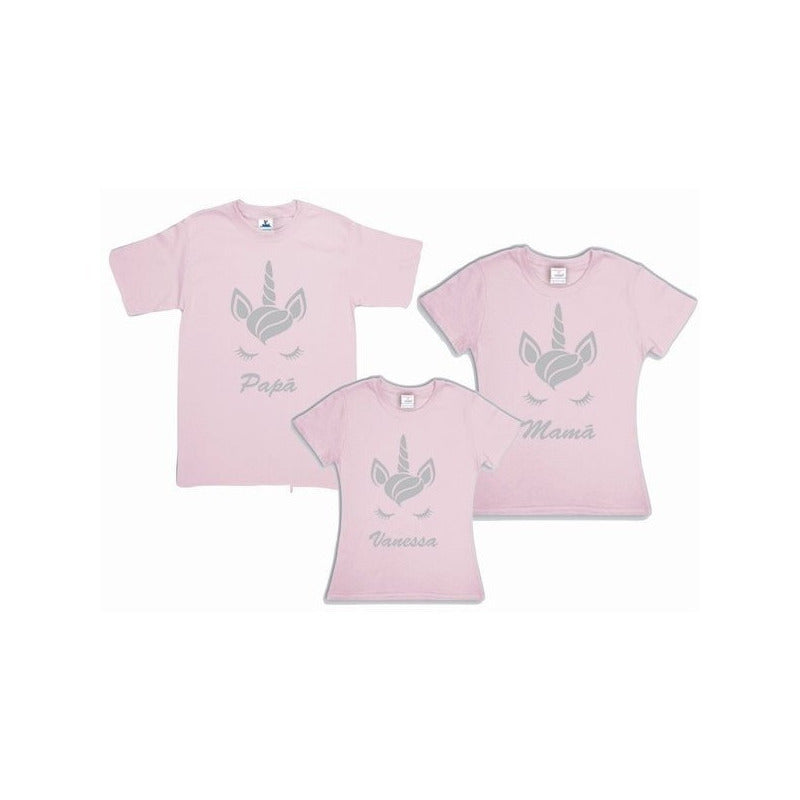 Pkt 3 Playeras Unicornio Evento Familia Personalizadas
