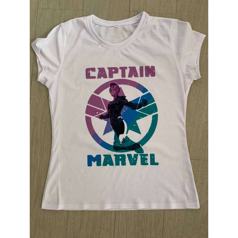 Playera Capitana Marvel Blanca Captain Avengers Capitán Mod3