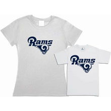 Cargar imagen en el visor de la galería, Pkt 2 Playeras Rams Tipo Nfl Mama E Hijo Los Angeles Mod 2