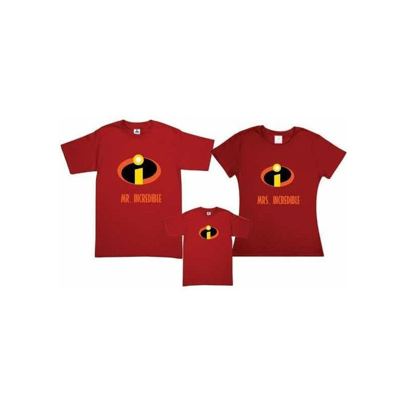 Pkt 3 Playeras Los Increibles Familia Evento Frente & Vuelta