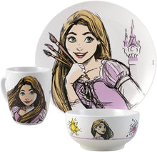 Cargar imagen en el visor de la galería, Vajilla Princesas Disney 12 Piezas Porcelana Ariel, Bella, Cenicienta, Rapunzel