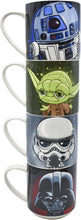 Cargar imagen en el visor de la galería, Set Star Wars 4 Tarros Apilables 4 Personajes R2-d2 Darth Vader Yoda y Storm Trooper 330 ml Tazas Ceramica