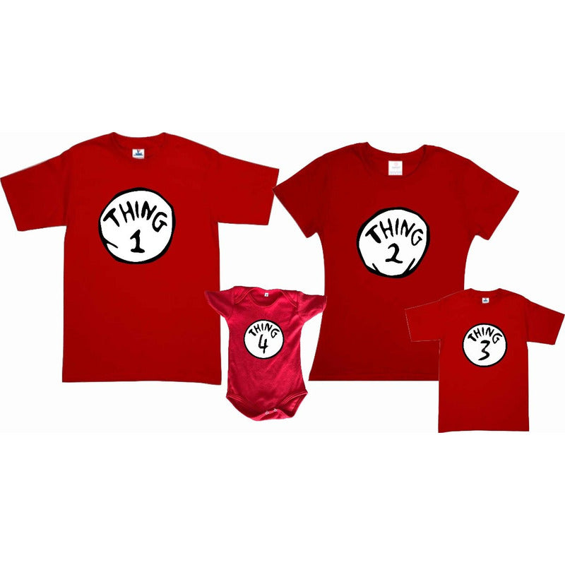 Pkt 4 Playeras Thing 1,2,3 Familia Papa Mama Hijos Dr Seus