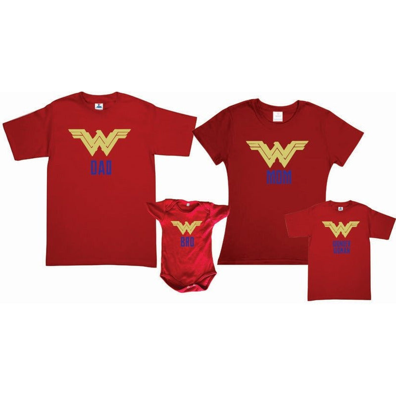 Pkt 4 Playeras Wonder Woman Familia Evento Mujer Maravilla 2