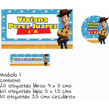 Cargar imagen en el visor de la galería, Toy Story Etiquetas Escolares Personalizada 90 Pzs Vinil