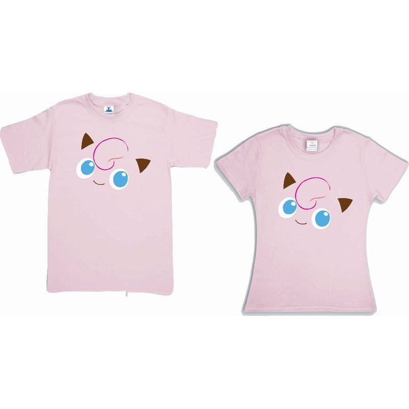 Pkt 2 Playeras Pokemon Jigglypuff Pareja Familia Evento Mod1